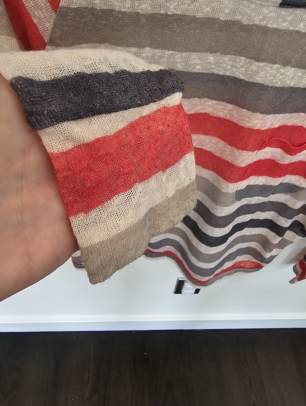 Forever 21 Coral Gray & Beige Stripe Top With Pocket Size Small - Picture 4 of 8